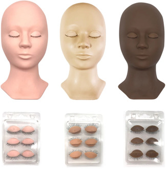 3 Colors Mannequin Head Replacement Eyelids Silicone Practice False Eyelash Extensions Makeup Model Massage Training Heads