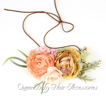 3 Colors Tieback Flower Crown Headband Linen Rope Flower Crown Headband Photo Prop Baby Girl Hair Accessory