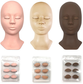 3 Colors Training Mannequin Head Replacement Eyelids Soft Silicone Practice False Eyelash Extensions Makeup Model Massage Heads