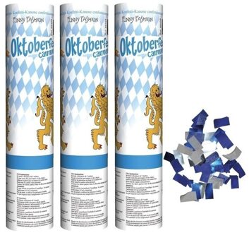 3 confetti kanonnen in de kleur blauw/wit - Confetti Multikleur