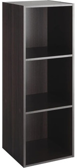 3 Cubes Organizer Bookcase Wood Bookshelf Open Book Shelf 3-Tier Multipurpose Storage Rack Stand Sturdy Dark Brown[US-Stock]