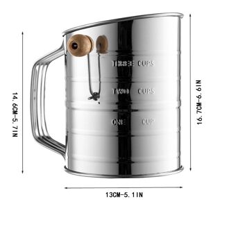 3-Cup Roestvrijstalen Roterende Hand Crank Meel S Ifter Met 2 Draad Agitator Poedersuiker Zifter Bakken Gebruiksvoorwerp keuken Benodigdheden #41 groot