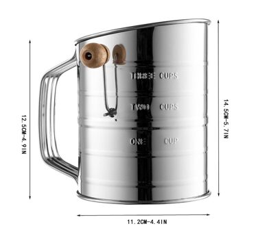 3-Cup Roestvrijstalen Roterende Hand Crank Meel S Ifter Met 2 Draad Agitator Poedersuiker Zifter Bakken Gebruiksvoorwerp keuken Benodigdheden #41 klein