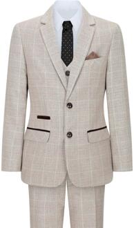 3-delig beige tweed geruit vintage retro pak voor jongens - 1J / 92cm