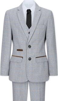 3-delig crèmekleurig tweed geruit vintage retro pak voor jongens
