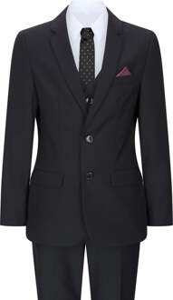 3-delig effen zwart klassiek retro pak voor jongens - 9J / 134cm