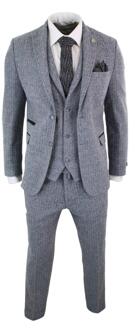 3-delig grijs visgraattweedpak voor heren