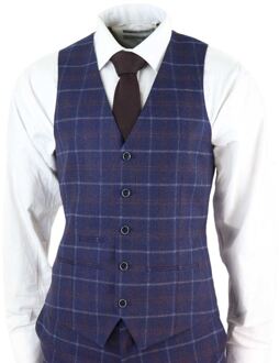 3-delig marineblauw wollen retro pak voor heren Navy - 36 (Borst)