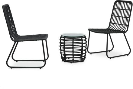 3-delige Bistroset poly rattan zwart