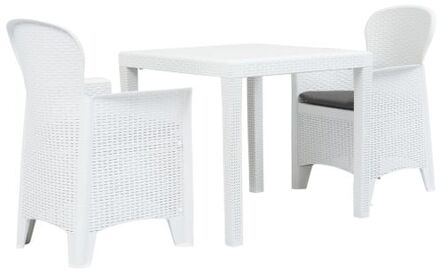 3-delige Bistroset rattan-look kunststof wit