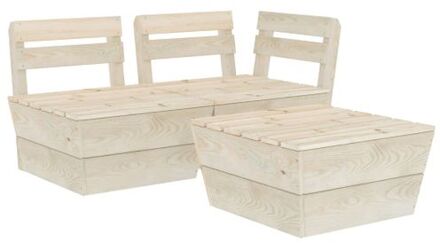 3-delige Loungeset pallet geïmpregneerd vurenhout Beige