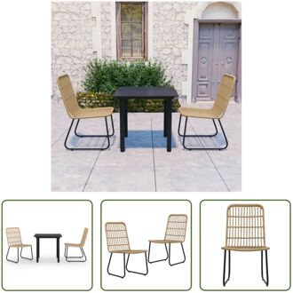 3-delige Tuinset poly rattan en glas - Tuinset Bruin