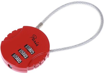 3 Dial Digit Wachtwoord Combinatie Hangslot Koffer Bagage Metalen Code Lock Mini Coded Ingetoetst Anti-Diefstal Sloten 3.7*9Cm rood