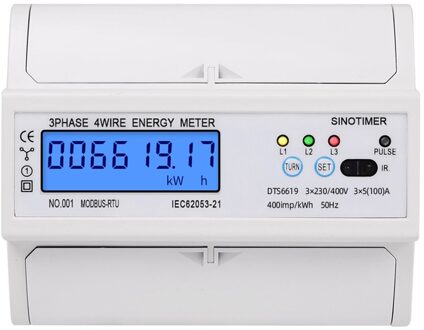 3 Fase 4 Draad RS485 Modbus 380V Din Rail Energy Meter Digitale Backlight Power Factor Monitoren Met Spanning Stroom display kWh volt Amp kW Hz