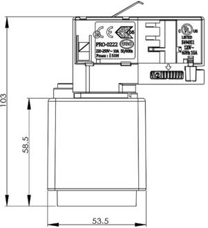 3-fasen railsysteem D Lijncontactdoosadapter, grijs, 1380 W