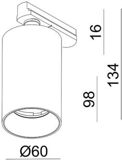 3-fasen railsysteem spot Can, zilver, aluminium, GU10, draaibaar gemonteerd