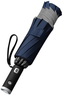 3 Fold Reverse Automatische Regen Paraplu Auto Clear Paraplu Regen Vrouwen Parasol Paraplu marine blauw