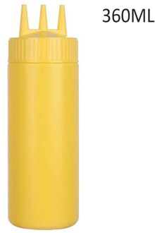 3 Gat Squeeze Fles Kruiderij Dispenser Saus Ketchup Salade Cruet Bin Olie Azijn Fles Opslag Diy Keuken Accessoires geel 360ml