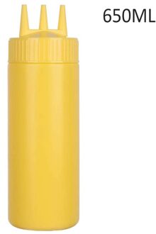 3 Gat Squeeze Fles Kruiderij Dispenser Saus Ketchup Salade Cruet Bin Olie Azijn Fles Opslag Diy Keuken Accessoires geel 650ml