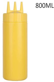 3 Gat Squeeze Fles Kruiderij Dispenser Saus Ketchup Salade Cruet Bin Olie Azijn Fles Opslag Diy Keuken Accessoires geel 800ml