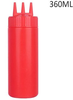 3 Gat Squeeze Fles Kruiderij Dispenser Saus Ketchup Salade Cruet Bin Olie Azijn Fles Opslag Diy Keuken Accessoires rood 360ml