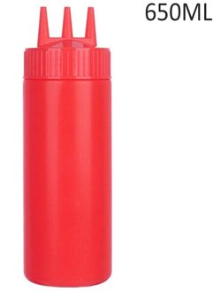 3 Gat Squeeze Fles Kruiderij Dispenser Saus Ketchup Salade Cruet Bin Olie Azijn Fles Opslag Diy Keuken Accessoires rood 650ml