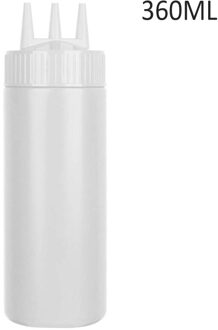 3 Gat Squeeze Fles Kruiderij Dispenser Saus Ketchup Salade Cruet Bin Olie Azijn Fles Opslag Diy Keuken Accessoires wit 360ml