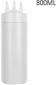 3 Gat Squeeze Fles Kruiderij Dispenser Saus Ketchup Salade Cruet Bin Olie Azijn Fles Opslag Diy Keuken Accessoires wit 800ml