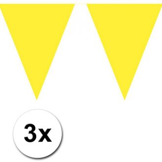 3 gele plastic vlaggenlijnen Geel