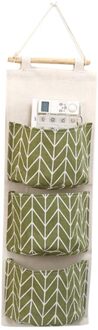 3 Grids Wandmontage Kledingkast Organizer Hang Zak Muur Pouch Cosmetische Kast Speelgoed Opslag Katoenen Linnen Cosmetica Opknoping Slaapkamer groen