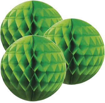 3 groene papieren kerstballen 10 cm - Feestdecoratievoorwerp