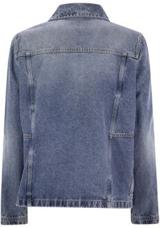 3 Haakjes In Katoenen Denim - maat L Blauw