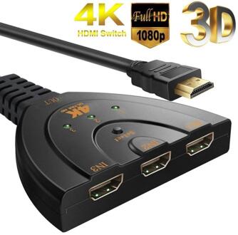 3 Hdmi-Compatibel Poorten In En 1 Hdmi-Compatibel Out Full Hd 4K * 2K 1080P Switch 3D Beeldweergave Voor Multi Media Devicesportable