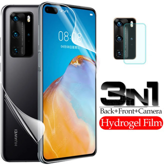 3 in 1 100D Hydrogel soft Film For huawei p40 pro p 40 lite E p40 light 2020 Front back screen protector Films Camera Lens Glass