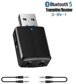 3 In 1 Bluetooth 5.0 Ontvangen Zender Bluetooth Usb Adapter 3.5Mm Aux Dongle Voor Tv Pc Oortelefoon Stereo Auto hifi Audio zwart