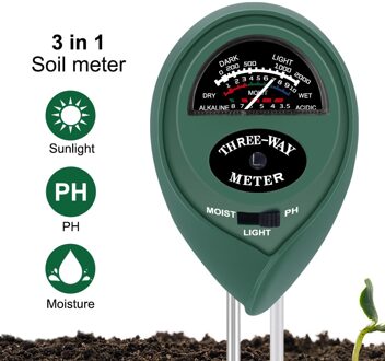 3 In 1 Bodem Tester Bodemvocht Ph Meter Zonlicht Intensiteit Meting Monitor Zuurgraad Alkali Voor Tuinieren Planten Landbouw 1stk