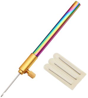 3 In 1 Borduurwerk Houten Handvat Haaknaald Franse Haak Borduren Kralen Hoepel Naaien Tool Set Met 3 Naalden kleurrijk