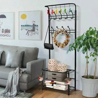 3 in 1 Coat Racks Shoe Rack Hanging Rail kledingrek Clothes Hanger Coat Rack Floor Hanger Storage Wardrobe Clothing Drying Racks