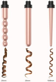 3 In 1 Curling Wand Set Haar Krultang Elektrische Curler Verwisselbare Keramische Vaten Automatische Hair Crimpers Gegolfd gouden- 3 stk / Au