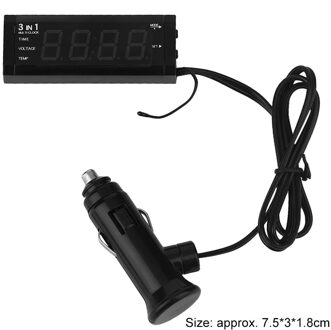 3 In 1 Digitale Auto Thermometer + Auto Voltmeter Voltage Meter Tester Monitor Met Back Light Lcd Display Klok