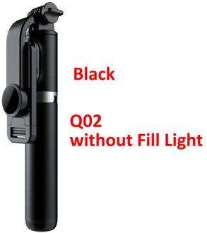 3 In 1 Draadloze Bluetooth Selfie Stick Opvouwbare Mini Statief Met Licht Invullen Sluiter Afstandsbediening Voor Iphone/android/Huawei Q02 zwart