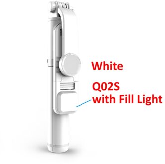 3 In 1 Draadloze Bluetooth Selfie Stick Opvouwbare Mini Statief Met Licht Invullen Sluiter Afstandsbediening Voor Iphone/android/Huawei Q02S wit