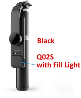 3 In 1 Draadloze Bluetooth Selfie Stick Opvouwbare Mini Statief Met Licht Invullen Sluiter Afstandsbediening Voor Iphone/android/Huawei Q02S zwart