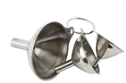 3 In 1 Draagbare Stalen Mini Metalen Trechter Set Scheiden Trechter Trechter Keuken Accessoire Kruiderij Olie Thuis S5J7