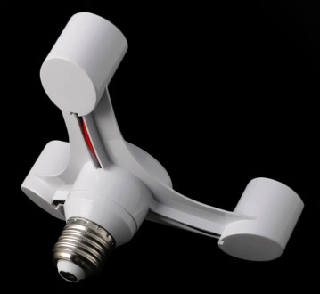 3 In 1 E27 To 3E27 Base Socket Splitter LED Light Lamp Bulb Adapter Holder White