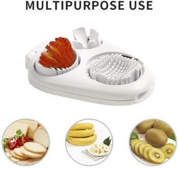 3 In 1 Ei Slicer Cutter Multifunctionele Thuis Tool Plastic Chopper Dunschiller Ei Slicer Voor Ei Ham Slice Gekookte Eieren wit