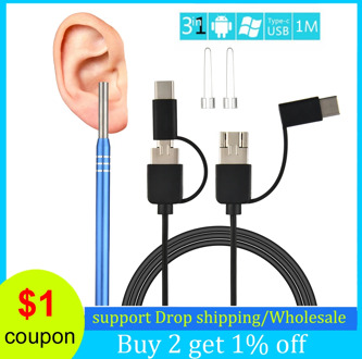 3 in 1 Endoscope For Ear Oral Nose Cleaning Inspection HD 720 Visual Mini Camera Endoscopy With LED Light 5.5mm Otoscope