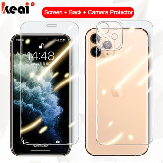 3-in-1 Full Cover For iPhone 12 Pro MAX mini Screen Protector Back Tempered Glass On For iPhone 11 Pro XS Max X Camera Lens Film