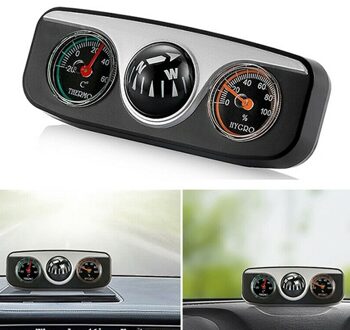 3 In 1 Gids Bal Voor Auto Voertuigen Ornamenten Interieur Accessoires Auto Styling Kompas Thermometer Hygrometer