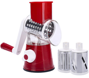 3 In 1 Handleiding Groente Cutter Slicer Multifunctionele Ronde Snijmachine Aardappel Slicer Spiralizer Keuken Groente Cutter Tool rood